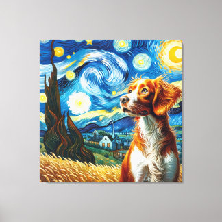 Lienzo Retrato de perros Starry Brittany - Retrato Mascot