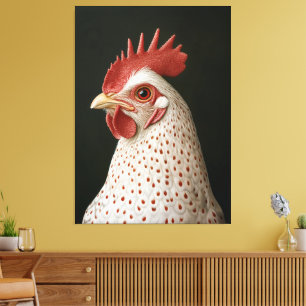 Lienzo Retrato de Pollo Manchado