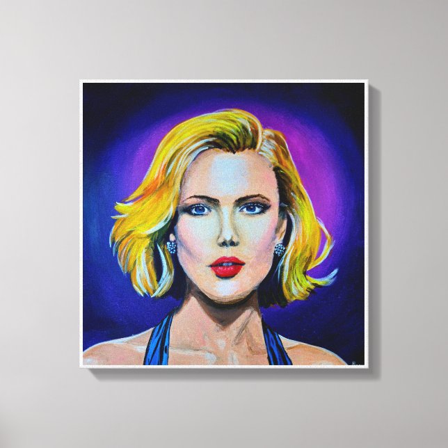 Lienzo Retrato de Pop Art Scarlett Johansson (Anverso)