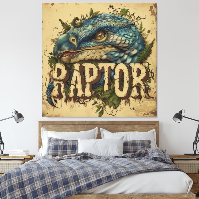 Lienzo Retrato de Raptor Grunge (Insitu(Dormitorio))