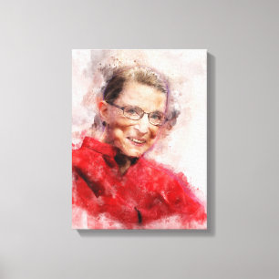 Lienzo Retrato de Ruth Bader Ginsburg sonriendo en acuare