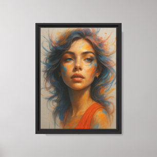 Lienzo Retrato de salpicadura de color de una mujer en Na