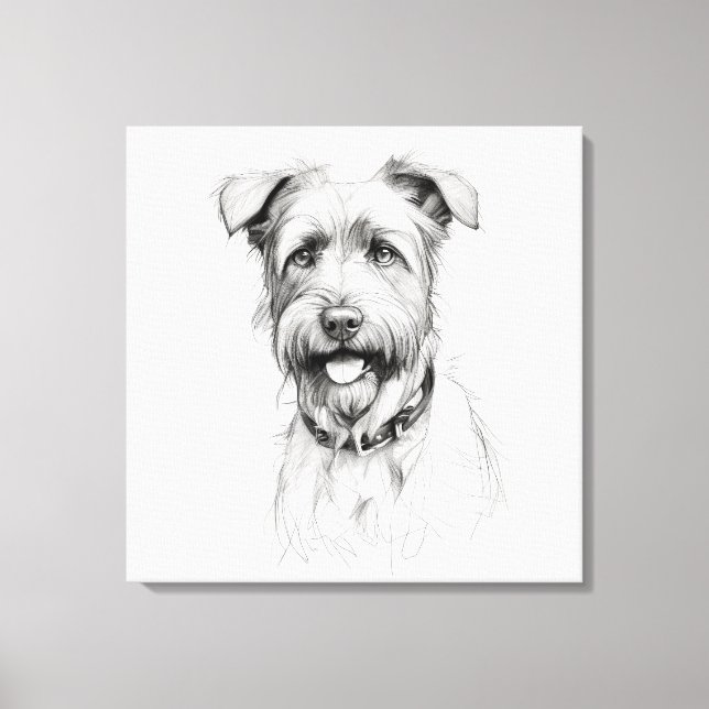 Lienzo Retrato de schnauzer a lápiz (Anverso)