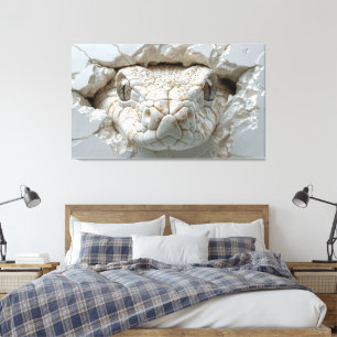 Lienzo Retrato de serpiente de 3D Rey Blanco Cobra Retrat
