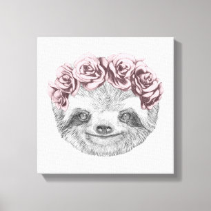 Lienzo Retrato De Sloth  Floral