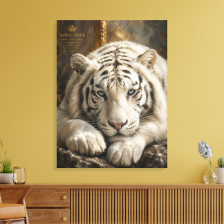 Lienzo Retrato de Tigre Blanco Durmiendo, Fauna Pacífica 