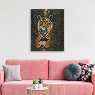 Lienzo Retrato de tigre de Bengala pintado en la jungla