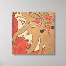 Lienzo Retrato de un bello Chica en rojo (Art Nouveau)