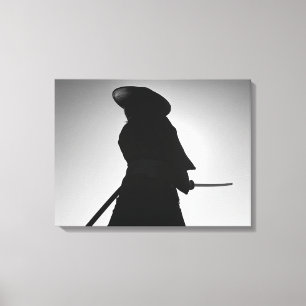 Lienzo Retrato de un guerrero del samurai que sostiene