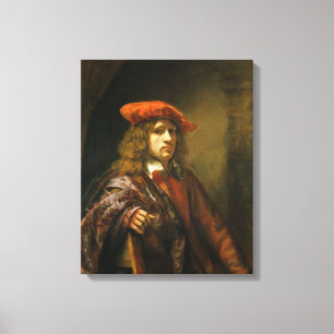 Lienzo Retrato de un hombre joven en un casquillo rojo