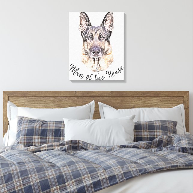 Lienzo Retrato de un perro pastor alemán dibujado (Insitu(Dormitorio))