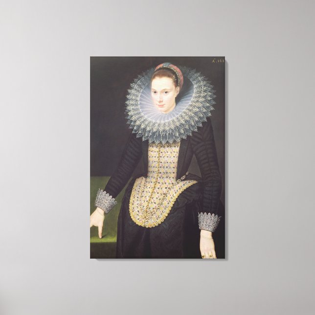 Lienzo Retrato de una dama, 1613 (aceite en el panel) (Anverso)