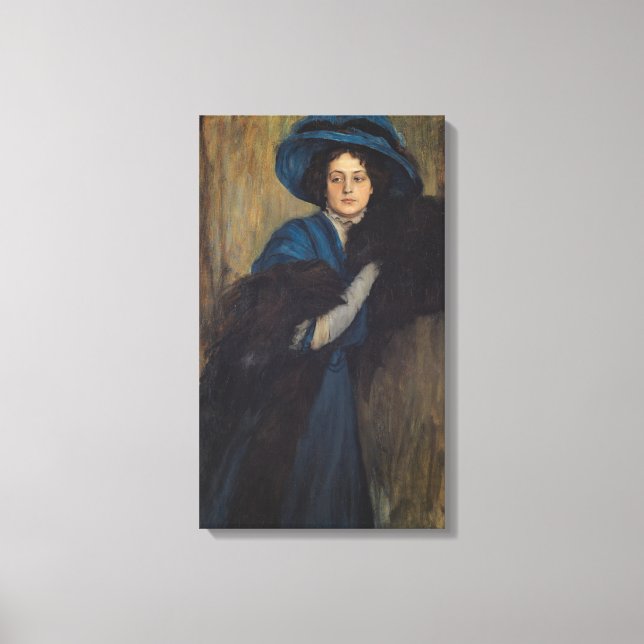 Lienzo Retrato de una dama de azul (Raimundo de Madrazo) (Anverso)