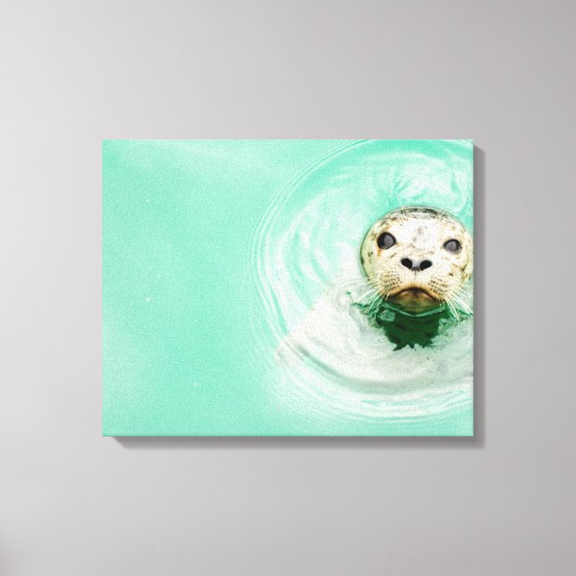 Lienzo Retrato de una foca en el agua (Anverso)