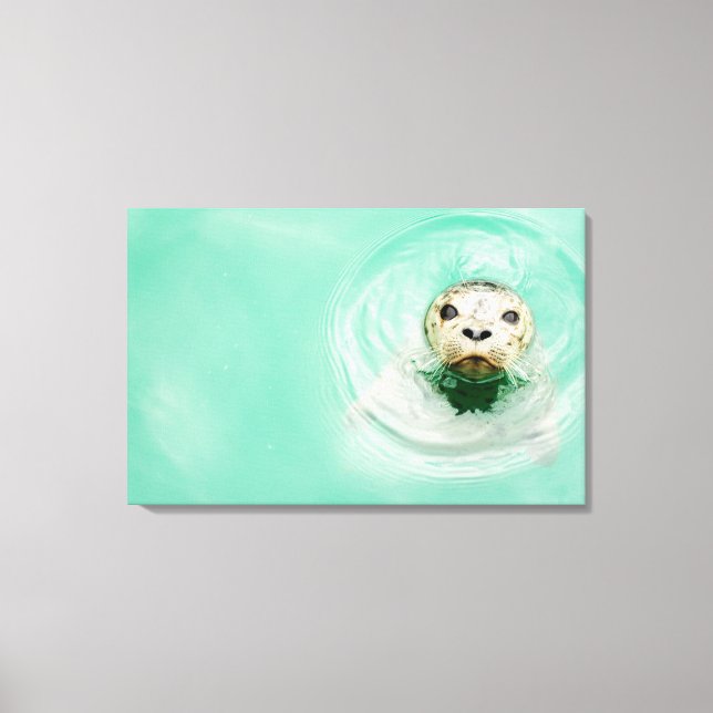 Lienzo Retrato de una foca en el agua (Anverso)