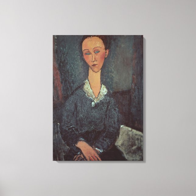 Lienzo Retrato de una mujer con un collar blanco (aceite  (Anverso)