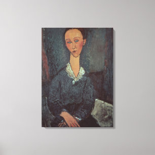 Lienzo Retrato de una mujer con un collar blanco (aceite