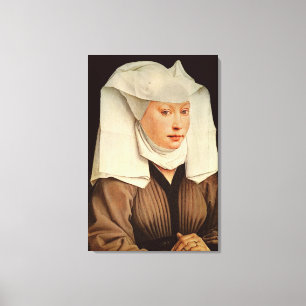 Lienzo Retrato de una mujer joven en un gorra fijado,