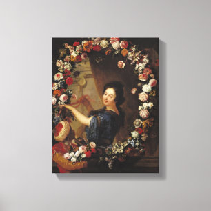 Lienzo Retrato de una mujer rodeada por las flores