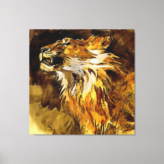 Lienzo Retrato De Una Pintura Acrílica De León