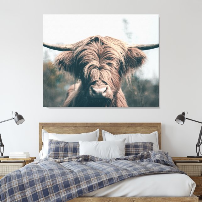 Lienzo retrato de vaca de las Highlands (Insitu(Dormitorio))