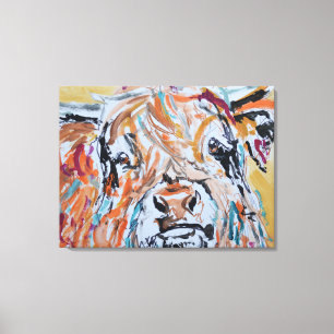Lienzo Retrato de vaca de las Tierras Altas Neo-Expresion