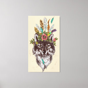 Lienzo Retrato del halo del lobo del estilo de Boho