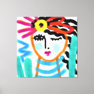 Lienzo Retrato digital abstracto de una mujer con sol