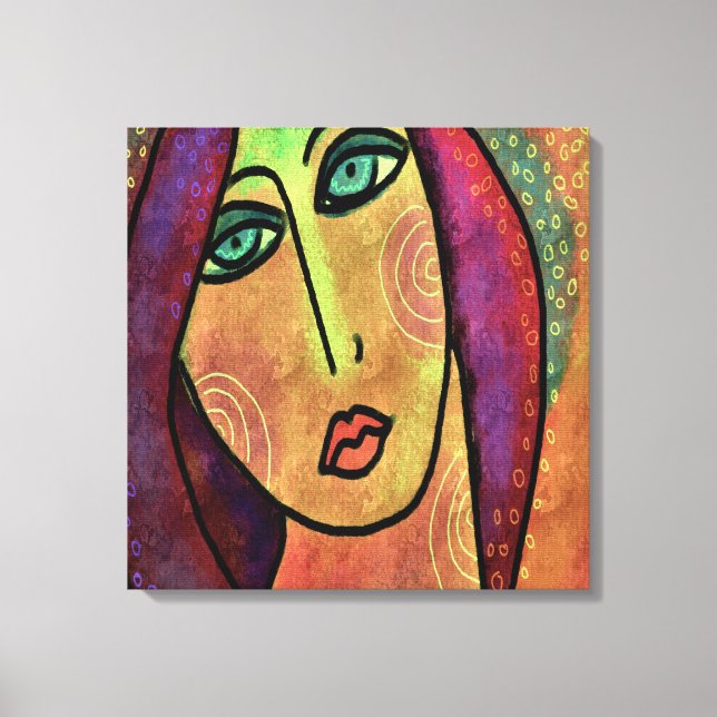Lienzo Retrato digital abstracto de una mujer en sueños (Anverso)