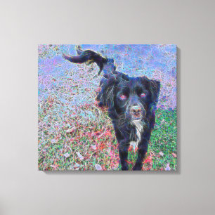 Lienzo Retrato digital de perro negro mestizo
