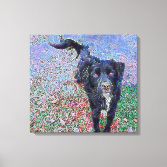 Lienzo Retrato digital de perro negro mestizo (Anverso)