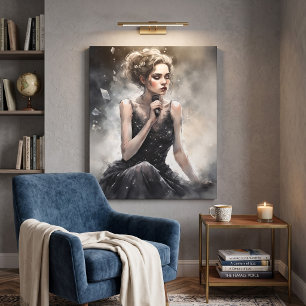 Lienzo Retrato dramático de cantante femenina