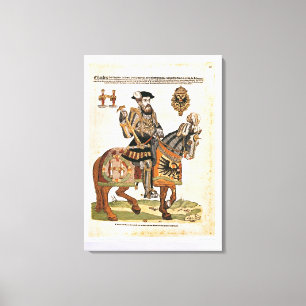 Lienzo Retrato ecuestre de Charles V en armadura