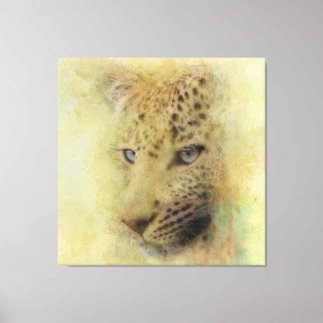 Lienzo Retrato en acuarela de leopardo africano (Anverso)