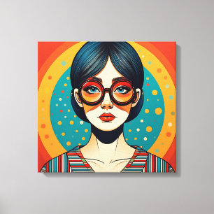 Lienzo Retrato estilizado de una mujer con redondeo grand