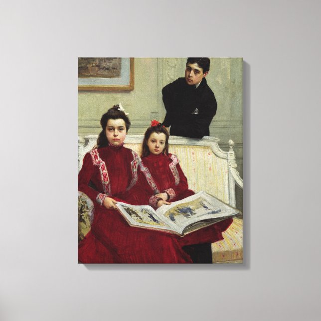 Lienzo Retrato familiar de un niño y sus dos hermanas, 19 (Anverso)