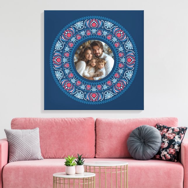 Lienzo Retrato familiar personalizado Mandala festiva azu (Insitu (Sala de estar))