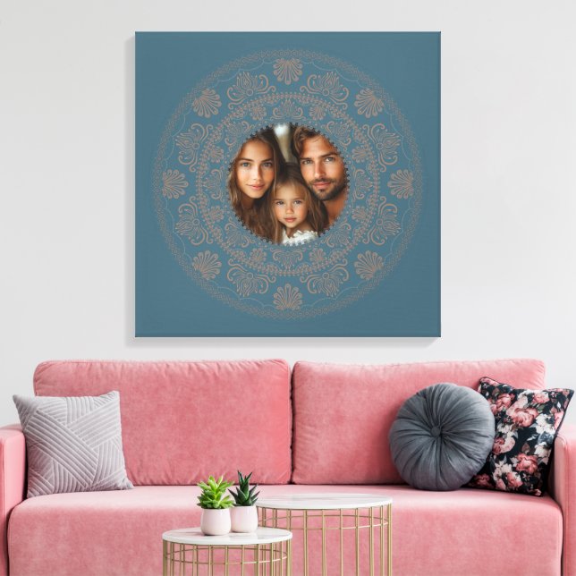 Lienzo Retrato familiar personalizado Rococo Mandala dora (Insitu (Sala de estar))