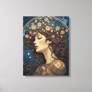 Lienzo retrato fantasía mujer estilo tarot
