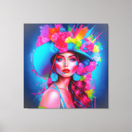 Lienzo Retrato floral de Neon Fantasy