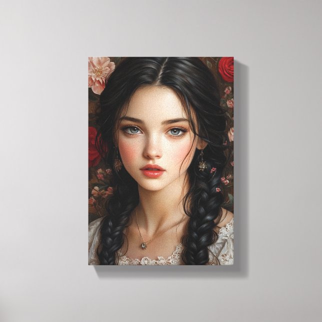 Lienzo Retrato Floral Elegante (Anverso)
