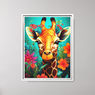 Lienzo Retrato Floral Giraffe-9319