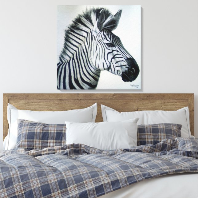 Lienzo Retrato grande de cebra en blanco y negro (Insitu(Dormitorio))