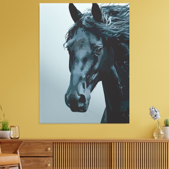Lienzo Retrato majestuoso de caballo negro (Insitu (Sala de estar))