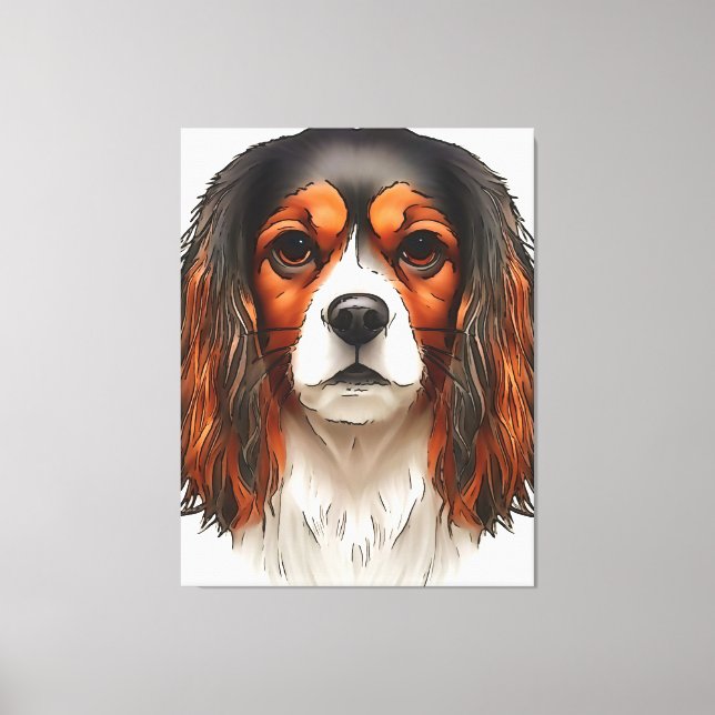 Lienzo Retrato Mascota español del rey Charles Cavalier (Anverso)