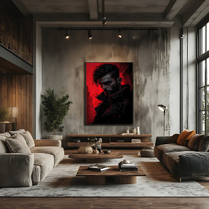 Lienzo Retrato Oscuro de Cazador de Sangre
