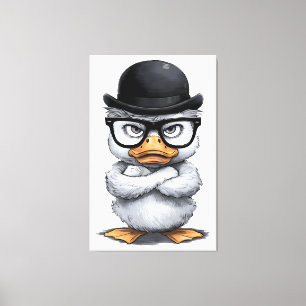 Lienzo Retrato rápido de pato con anteojos y Gorra