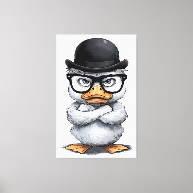 Lienzo Retrato rápido de pato con anteojos y Gorra (Anverso)