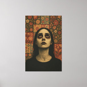 Lienzo Retrato silenciado con mosaico floral