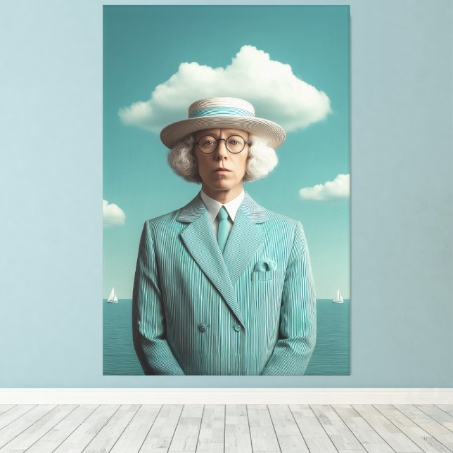 Lienzo Retrato Surreal De Caballeros De La Playa (Insitu (piso de madera))